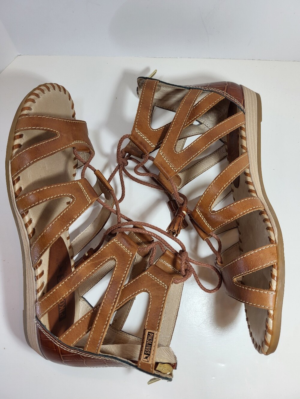 Pikolinos Leather Gladiator SANDALS Womens EU 39 US 8.5 - 9 Brandy Brown *READ - Picture 6 of 16